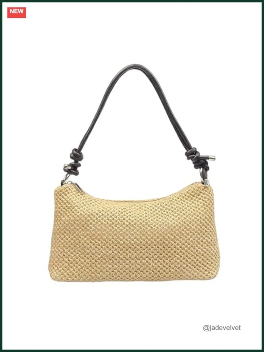 Woven Straw Hobo Handbag with Knotted Double Shoulder Strap for Beach